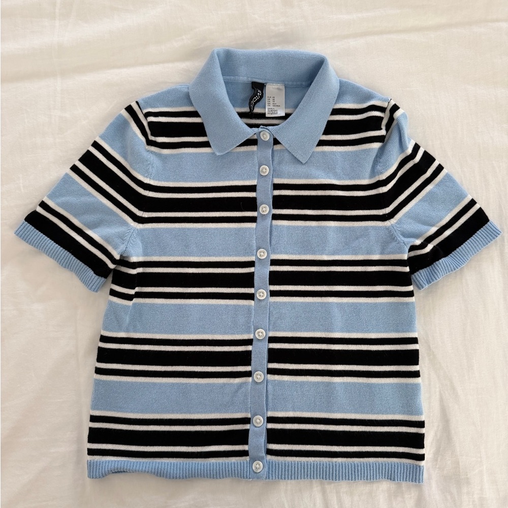 H&M Blue and Black Striped Button Down Shirt
